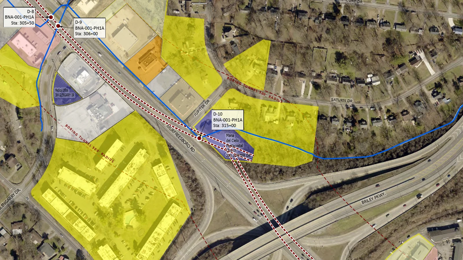 The Boring Company property at 200 Jupiter Drive near Nashville International Airport.
